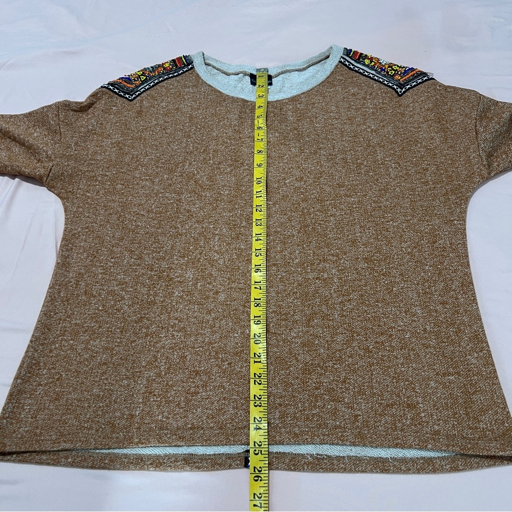 Daytrip Beaded Embellished Shoulders Heathered Knit 3/4‎ Sleeve Dolman Top L - Picture 12 of 12